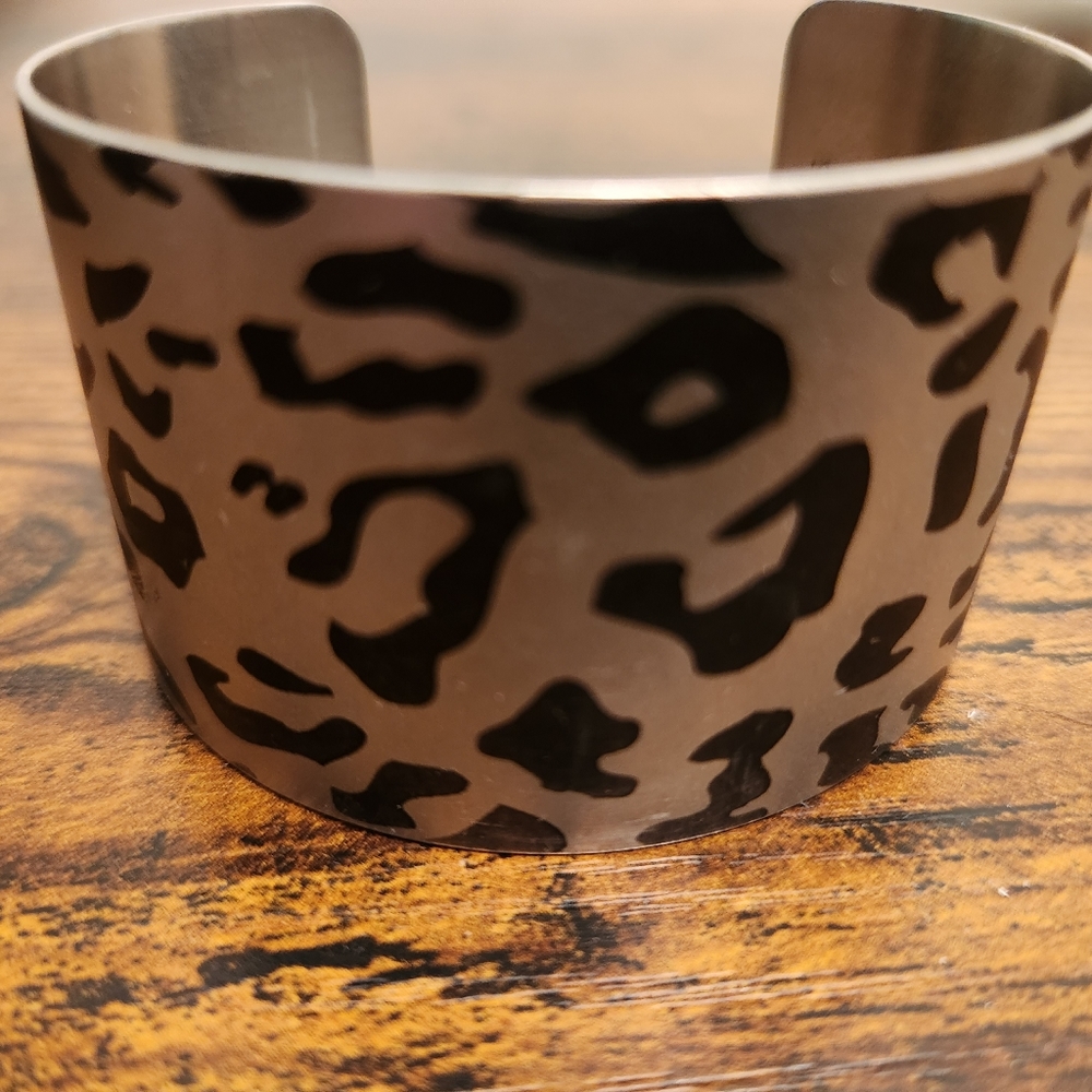 TATTOOED STEEL "CHEETAH" CUFF BRACELET BY BREWSTER CROSBY